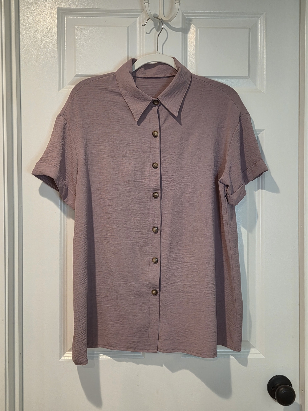 Women's Short-Sleeve Button Front Shirt - Dusty Mauve